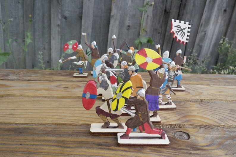 Wooden soldiers toy Set Vikings Waldorf toys 15 miniature Etsy