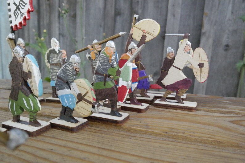 Wooden soldiers toy Set Vikings Waldorf toys 15 miniature Etsy
