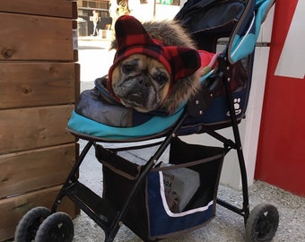 Buffalo plaid/ check frenchie hat