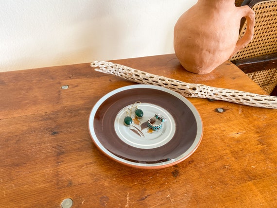 Vintage Earthy Floral Ring Dish Jewelry Organizer… - image 4