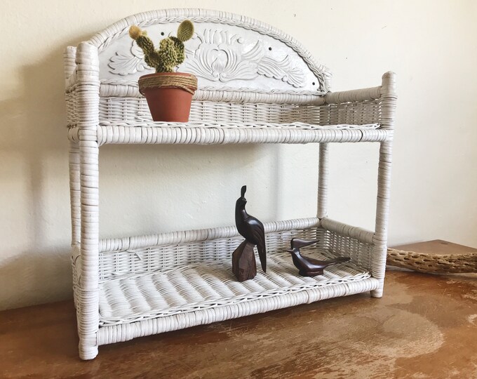 Vintage Wicker Wall Shelf / White Wicker Rattan Shelf / Curio Shelf Etsy