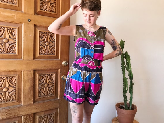 Vintage 80s Two Piece Tie Dye Set / High Rise Shor