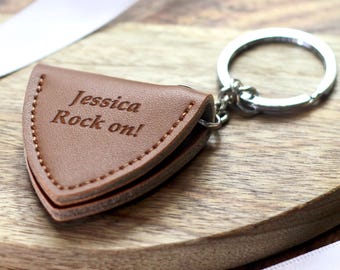 Personalised Leather Rock Guitar Pick Holder