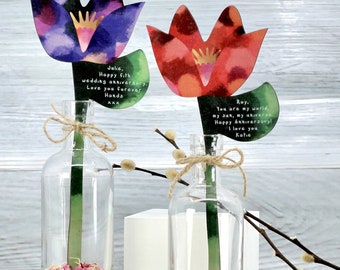 Personalised Wood Flower In A Bottle