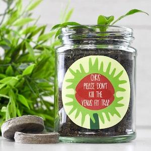 Personalised Don&#39;t Kill Me Venus Fly Trap Jar Grow Kit