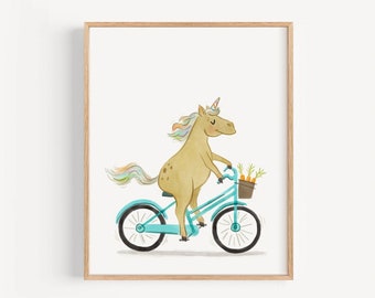 Unicorn art print, unicorn kids room art print, unicorn nursery art print, rainbow nursery print