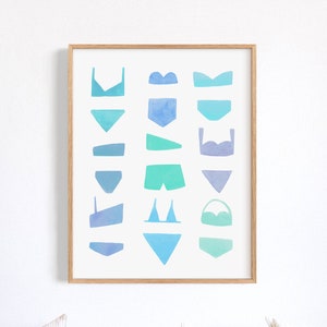 Minimal blue beach print, minimalist beach house art print, summer art print, teenager summer boho art print