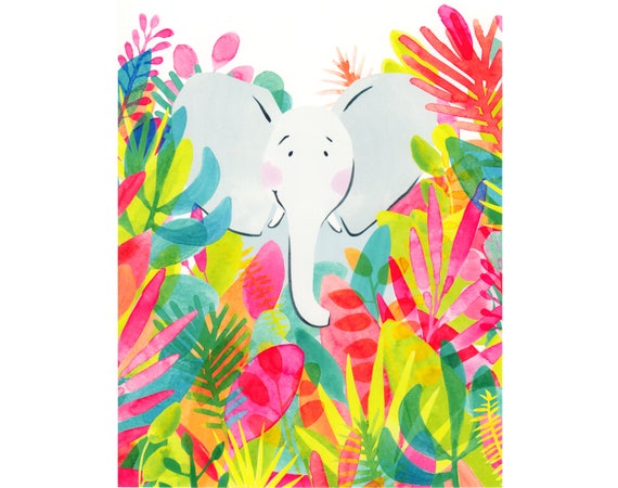 Elephant Nursery Print Safari Nursery Art Elephant Kids Room | Etsy
