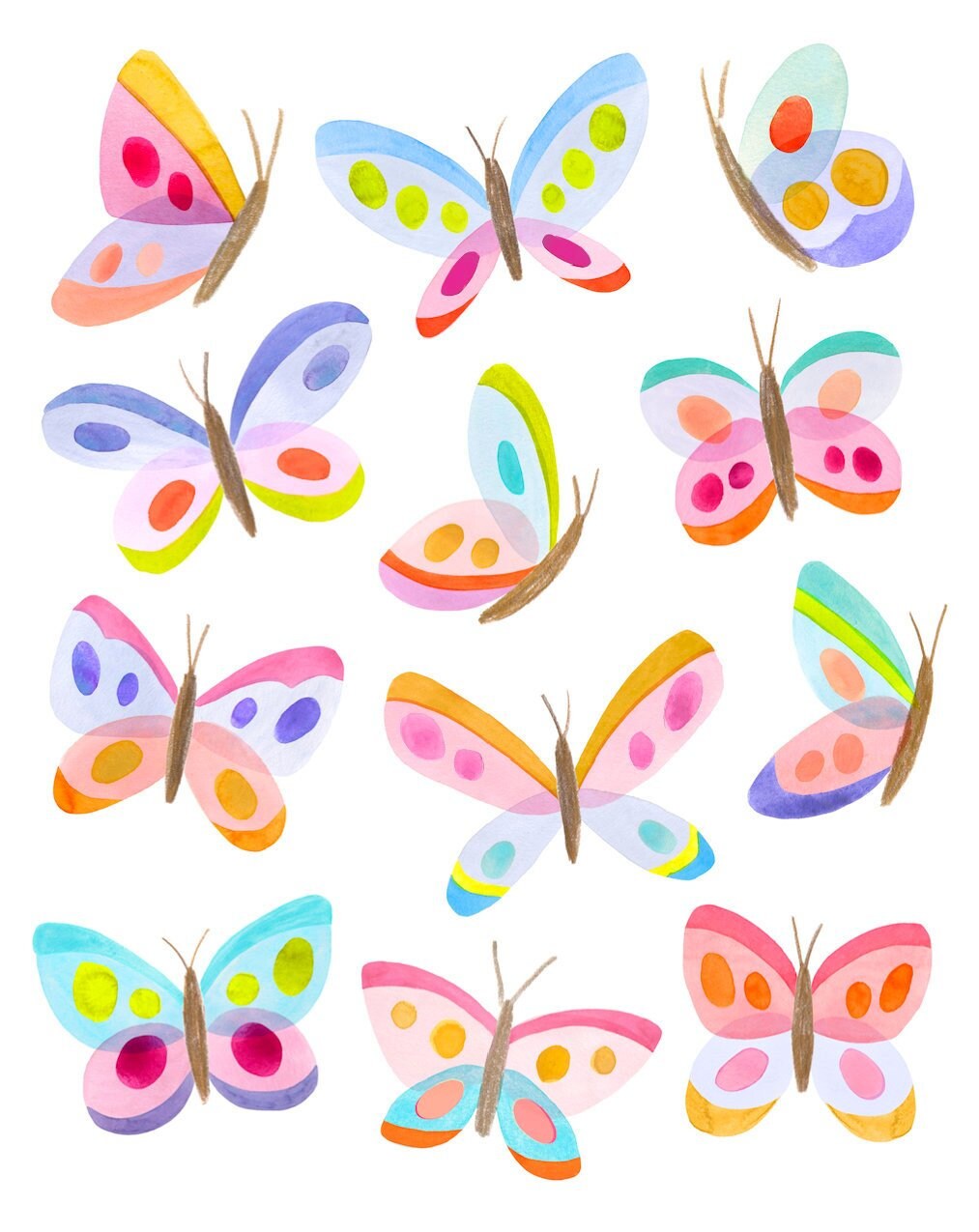 Butterfly Nursery Art Print Rainbow Kids Room Print Colorful Etsy