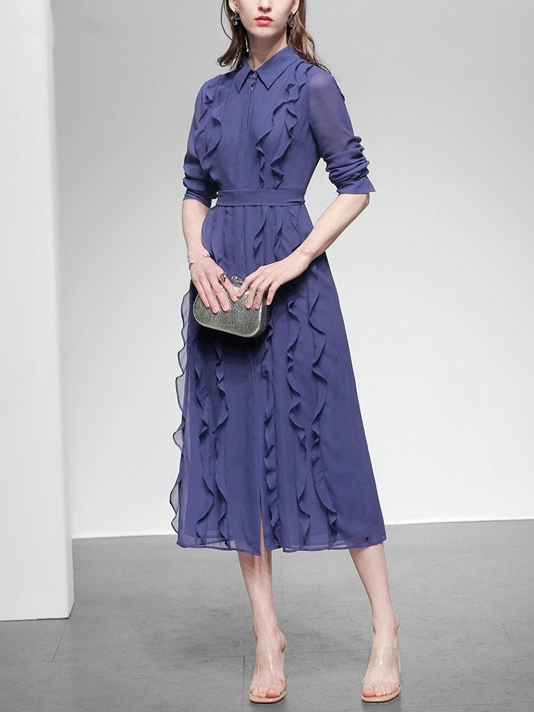 Kimberly Vestido Floral con Volantes con Escote en V