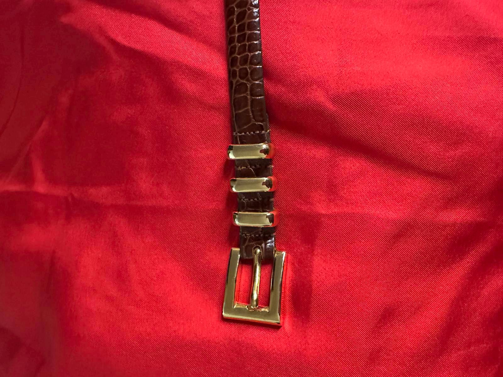 Cipriani classic cognac brown Italian alligator calfskin skinny belt Size Medium Vintage Cipriani Alligator Calfskin Belt // Italian Leather  main image 3