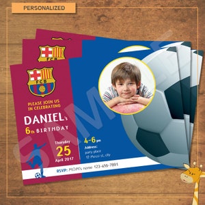 Barcelona invitations, PERSONALIZED, invitation for birthday party, Barca party, football - Digital file