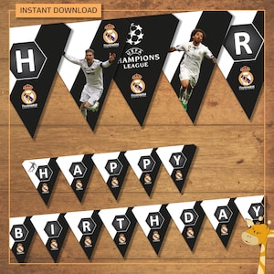Real Madrid banner for birthday party, football party - INSTANT DOWNLOAD _ Digital File