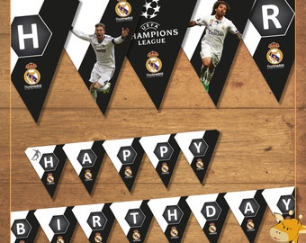Real Madrid banner for birthday party, football party - INSTANT DOWNLOAD _ Digital File