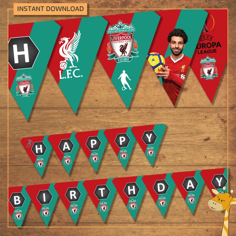 Liverpool banner for birthday party football party INSTANT Etsy