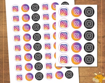 Instagram - 1 inch circle images, bottlecap, stickers, cupcake topper - Instagram- instant download