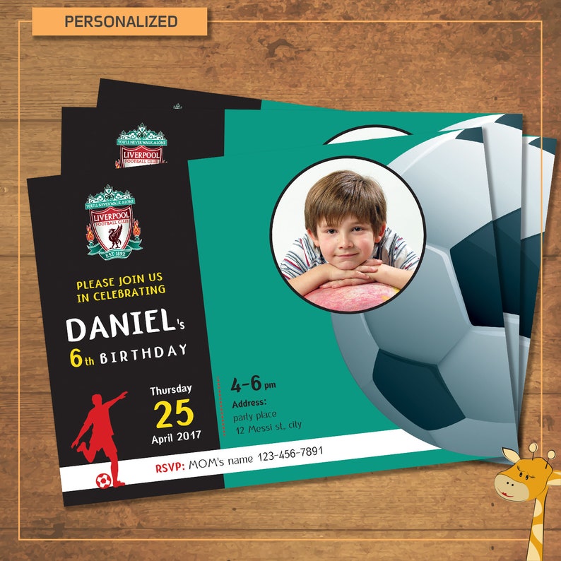party invitations, Digital file football - PERSONALIZED, LIVERPOOL birthday for party, invitation football birthday invitations, Digital for PERSONALIZED, file invitation party LIVERPOOL - party,
