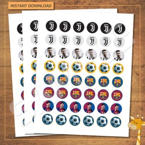 1 inch circle Bottlecap Messi Ronaldo, stickers, cupcake topper - instant download - Digital File