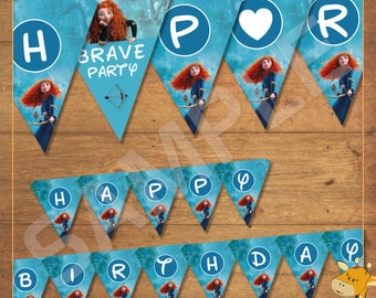 BRAVE-banner voor verjaardagsfeestje, DISNEY-feest, verjaardagsbanner - direct downloaden - digitaal bestand