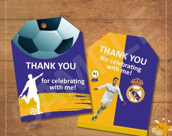 Real Madrid - Thank you tags for birthday party, Real Madrid party - instant download - Digital File