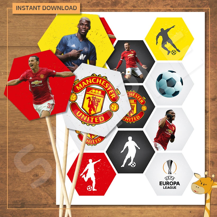 22 Manchester United Cupcake toppers Manchester birthday Etsy