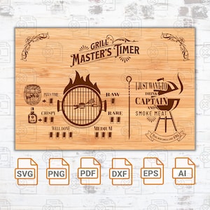 Bbq grill  chart svg file| Grillmaster| Cutting board SVG| Cricut| Cut Files| BBQ Timer SVG File| Funny Cutting Board