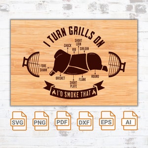 Ik zet roosters aan op svg-bestand| Grillmaster| Snijplank SVG| Cricut| ik zou dat SVG-bestand roken | Grappige snijplank