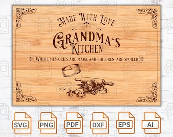 Grandma's Kitchen Cutting Board SVG File (Digital Download)