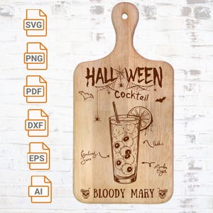 Charcuterie Board - Halloween cocktail engraved on Bamboo wood Cutting Board Cheese Plate Gothic Kitchen| Great for Halloween