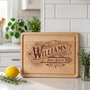 Tabla de cortar personalizada SVG/DXF – Regalo de boda con nombres personalizados – Archivo de grabado láser (Glowforge, Cricut)
