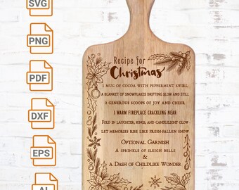 Christmas Recipe Laser Engrave File: SVG, Glowforge Ready (Digital Download)