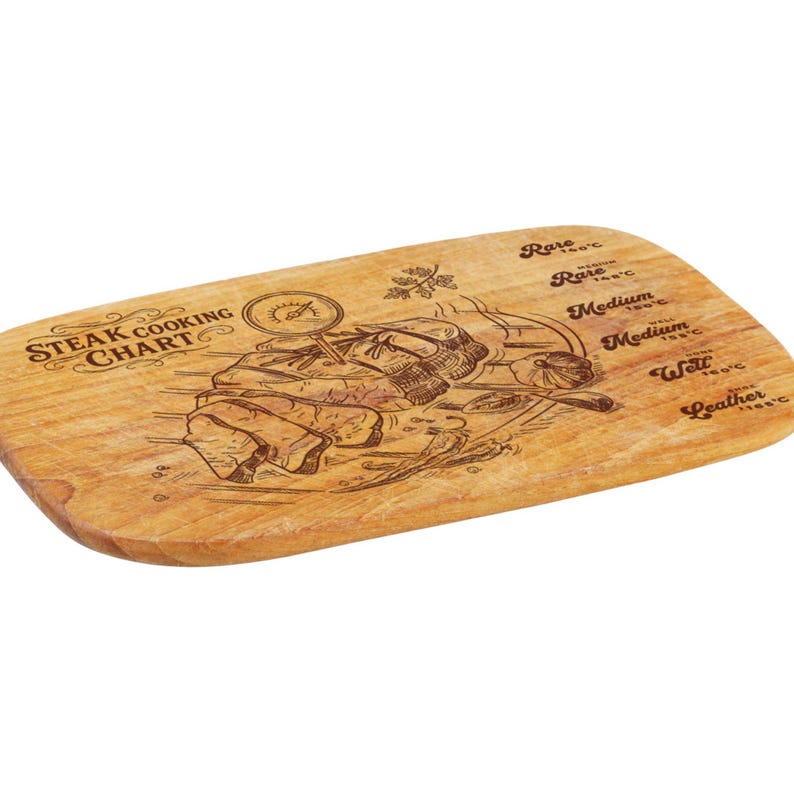 Steak kookkaart Svg – BBQ-temperatuurgids voor snijplankgravure – laserklaar ontwerp afbeelding 9