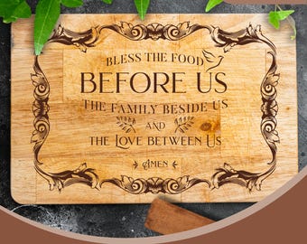 Christian Cutting Board SVG | Kitchen Prayer Vintage Style | Laser Engraving SVG for Glowforge Cricut