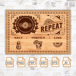 Tábua de tequila| Arquivos SVG engraçados da placa de charcutaria | Arquivos SVG de tequila | Tequila Board grava arquivos digitais | Arquivos de gravação de placa de charcutaria