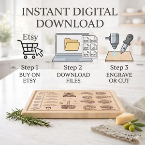 Guía de temperatura para barbacoa en formato SVG para tabla de cortar, archivo de grabado láser para tabla de temperatura de carne, regalo ideal para papá experto en barbacoas Glowforge imagen 9