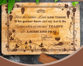 Christian Cutting Board SVG | Kitchen Prayer Vintage Laser Engraving SVG for Glowforge Cricut