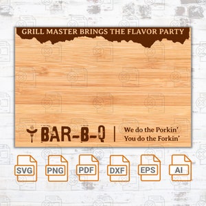 BBQ Cutting board SVG | Cricut| Cut Files | Charcuterie Board Silhouette | Glowforge Ready | Funny Cutting Board