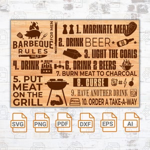 Bbq grill  chart svg file| Grillmaster| Cutting board SVG| Cricut| Cut Files| BBQ Timer SVG File| Funny Cutting Board