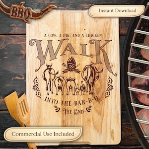 Funny BBQ Svg Design – Walk Into the Bar B Q – Grill Apron or Cutting Board Engraving File