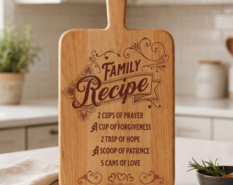 Family Recipe SVG, Cutting Board SVG, Kitchen Quote Sign, Laser Engraving File, Cricut Glowforge Design