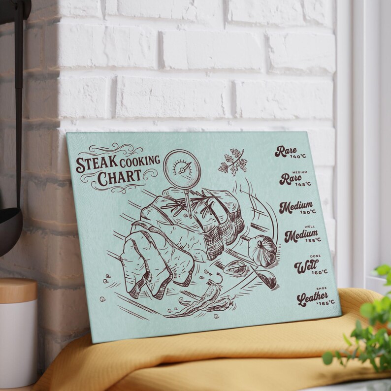 Steak kookkaart Svg – BBQ-temperatuurgids voor snijplankgravure – laserklaar ontwerp afbeelding 12