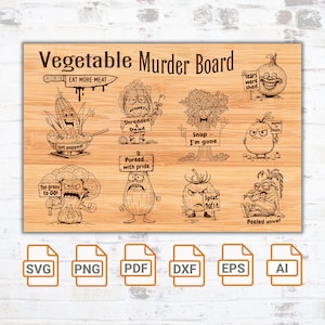 Vegetable Murder Board svg file| Cutting board SVG| Cricut| Cut Files| Murder Board SVG File| Funny Cutting Board