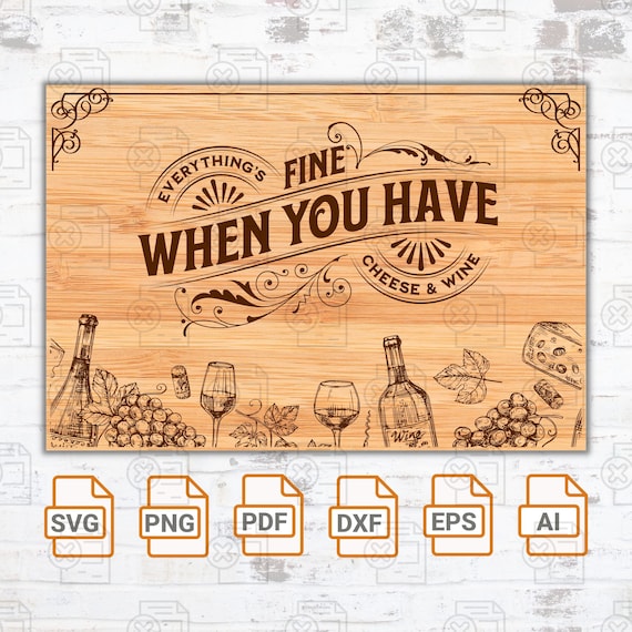 Charcuterie Board SVG: Wine & Cheese Graphic, Kitchen Sign (Digital Download)