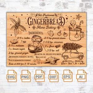Christmas gingerbread cookie recipe on cutting board| Winter tiered tray sized svg| Glowforge Laser Cut Files| SVG File For Cricut