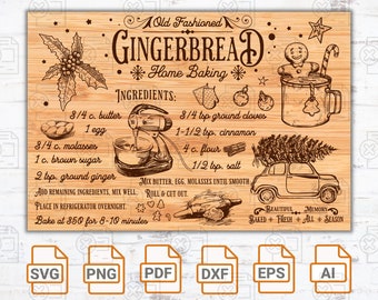 Gingerbread Cookie Recipe SVG: Christmas Tiered Tray Decor (Digital Download)