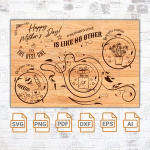Bandeja de Dia das Mães para bandeja intercambiável de decoração sazonal | Tábua de corte SVG| Arquivo Digital | Mãe Especial| Vovó| Forja Brilhante| Cortador a laser