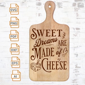 - Lasergravurdatei - Aus Käse ein süßer Traum - SVG | Wurstwaren | Käsebrett | Charcuterie-Brett-Silhouette-Schnitt-Dateien