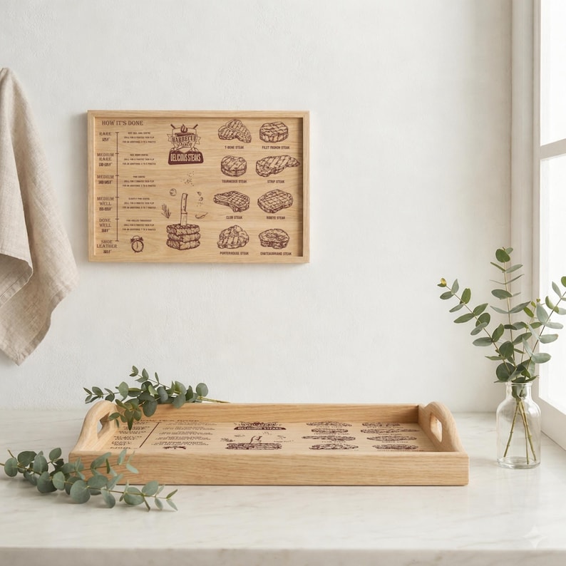 Guía de temperatura para barbacoa en formato SVG para tabla de cortar, archivo de grabado láser para tabla de temperatura de carne, regalo ideal para papá experto en barbacoas Glowforge imagen 10