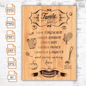 Familienrezept Schneidebrett | Charcuterie Brett SVG | Hochzeit-Zitat-Svg-Svg | Mann und Frau geschnitten Datei | Ehe Charcuterie Brett svg