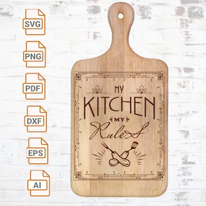 La mia cucina Le mie regole file svg/ Cartello cucina svg/ Tagliere SVG/ Cricut/ File di taglio/ Detti sugli strofinacci/ Citazione sulla famiglia Svg/ Decorazione per la casa Svg